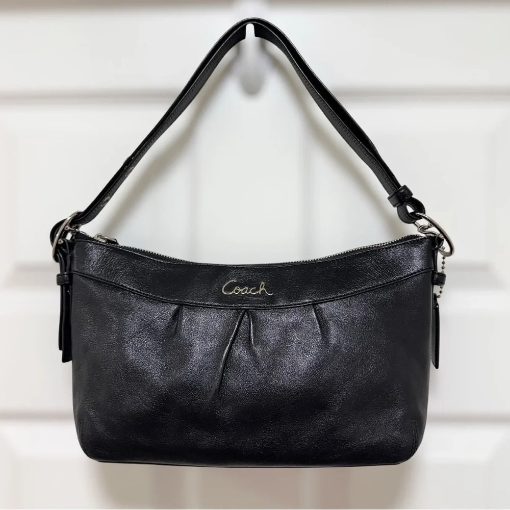 Coach Ashley Pleated Leather Shoulder Bag Black Y2K